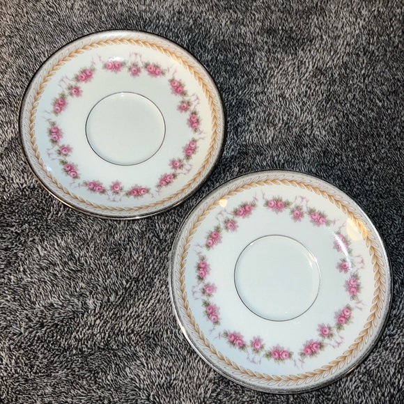 RC SAUCER VINTAGE 1950s PATTERN NORITAKE 564 VICTORIAN PINK ROSES AND LAUREL - Picture 3 of 11